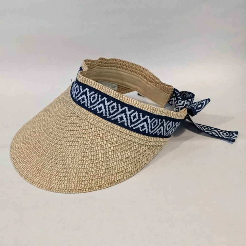 Sea & Grass Packable Straw Visor Womens One Size Beach Vacation Travel Cruise
